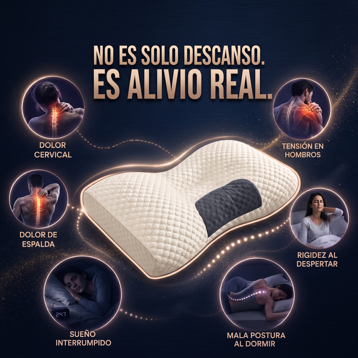 Almohada Cervical Ergonómica 3D con Alineación Espinal 2X1