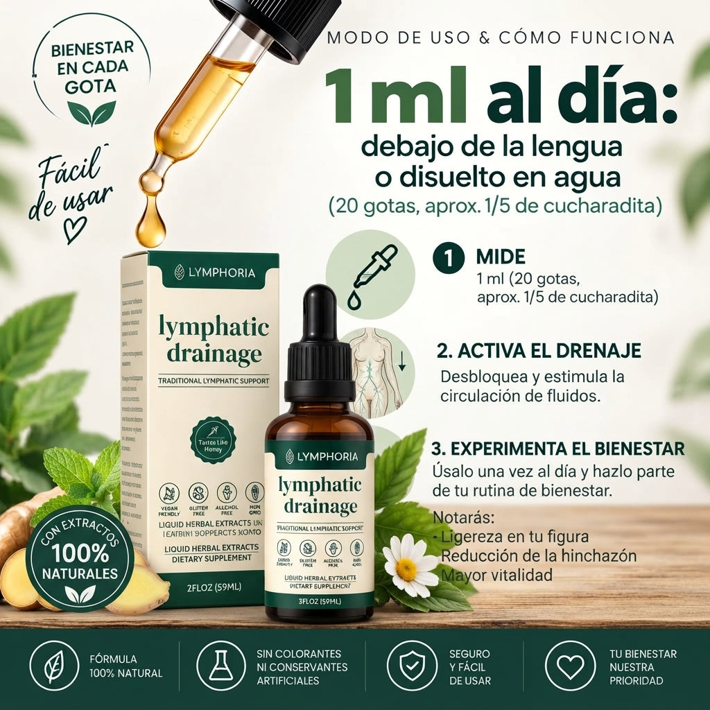 2x1 Drenaje Linfático Lymphoria® | Elimina la Hinchazón de Rostro, Abdomen y Piernas 💧