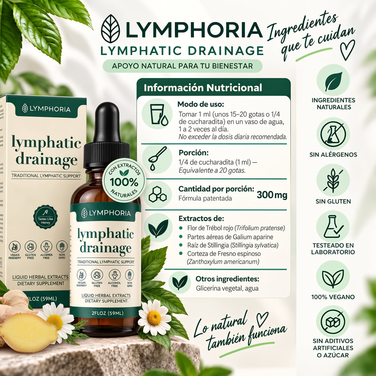 2x1 Drenaje Linfático Lymphoria® | Elimina la Hinchazón de Rostro, Abdomen y Piernas 💧