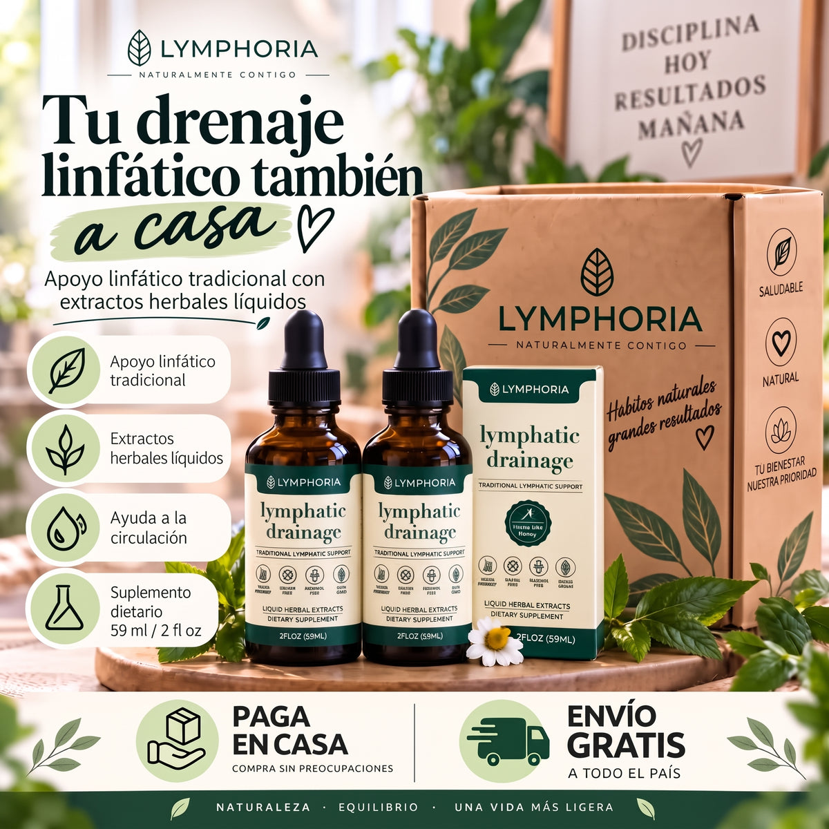 2x1 Drenaje Linfático Lymphoria® | Elimina la Hinchazón de Rostro, Abdomen y Piernas 💧