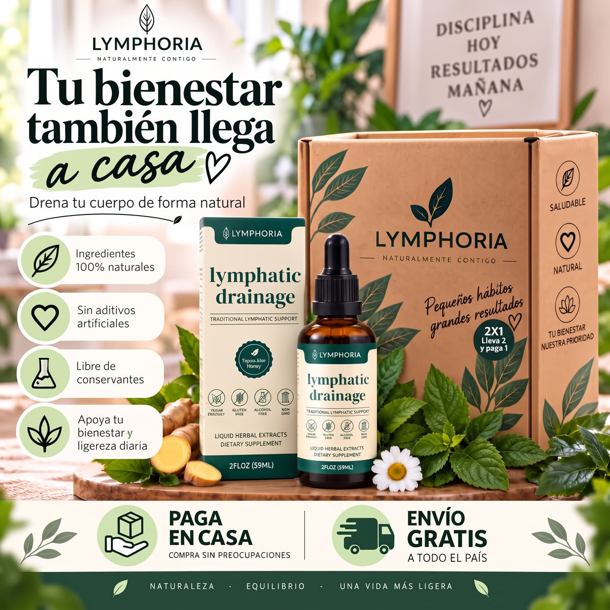 2x1 Drenaje Linfático Lymphoria® | Elimina la Hinchazón de Rostro, Abdomen y Piernas 💧