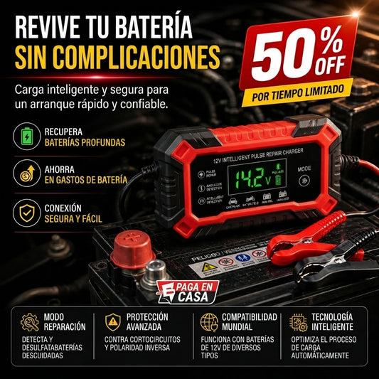 ElectroPulse™ Cargador Inteligente y Restaurador de Baterías