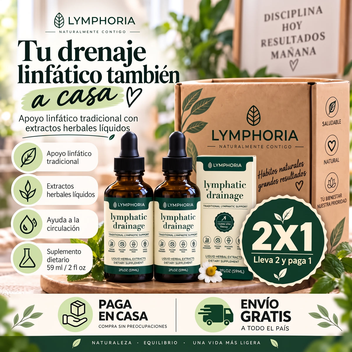 2x1 Drenaje Linfático Lymphoria® | Elimina la Hinchazón de Rostro, Abdomen y Piernas 💧