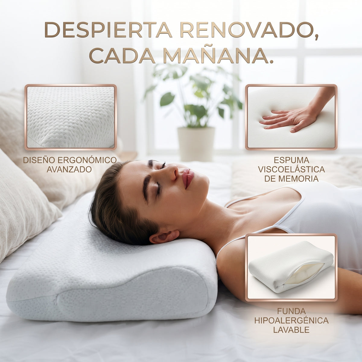 Almohada Cervical Ergonómica 3D con Alineación Espinal 2X1