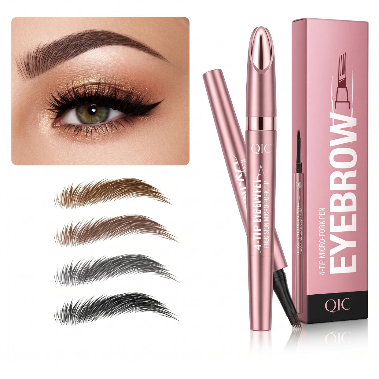 Lápiz cejas impermeable 4 puntas 2x1