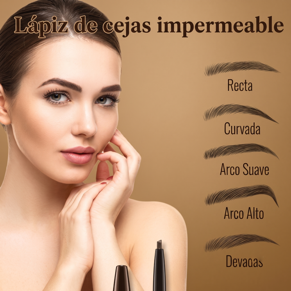 Lápiz cejas impermeable 4 puntas 2x1