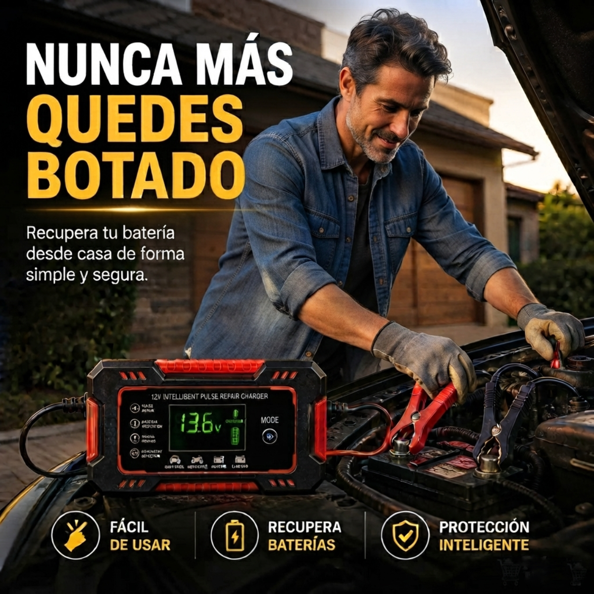 ElectroPulse™ Cargador Inteligente y Restaurador de Baterías