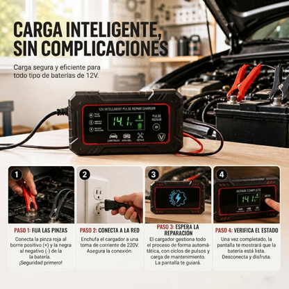 ElectroPulse™ Cargador Inteligente y Restaurador de Baterías