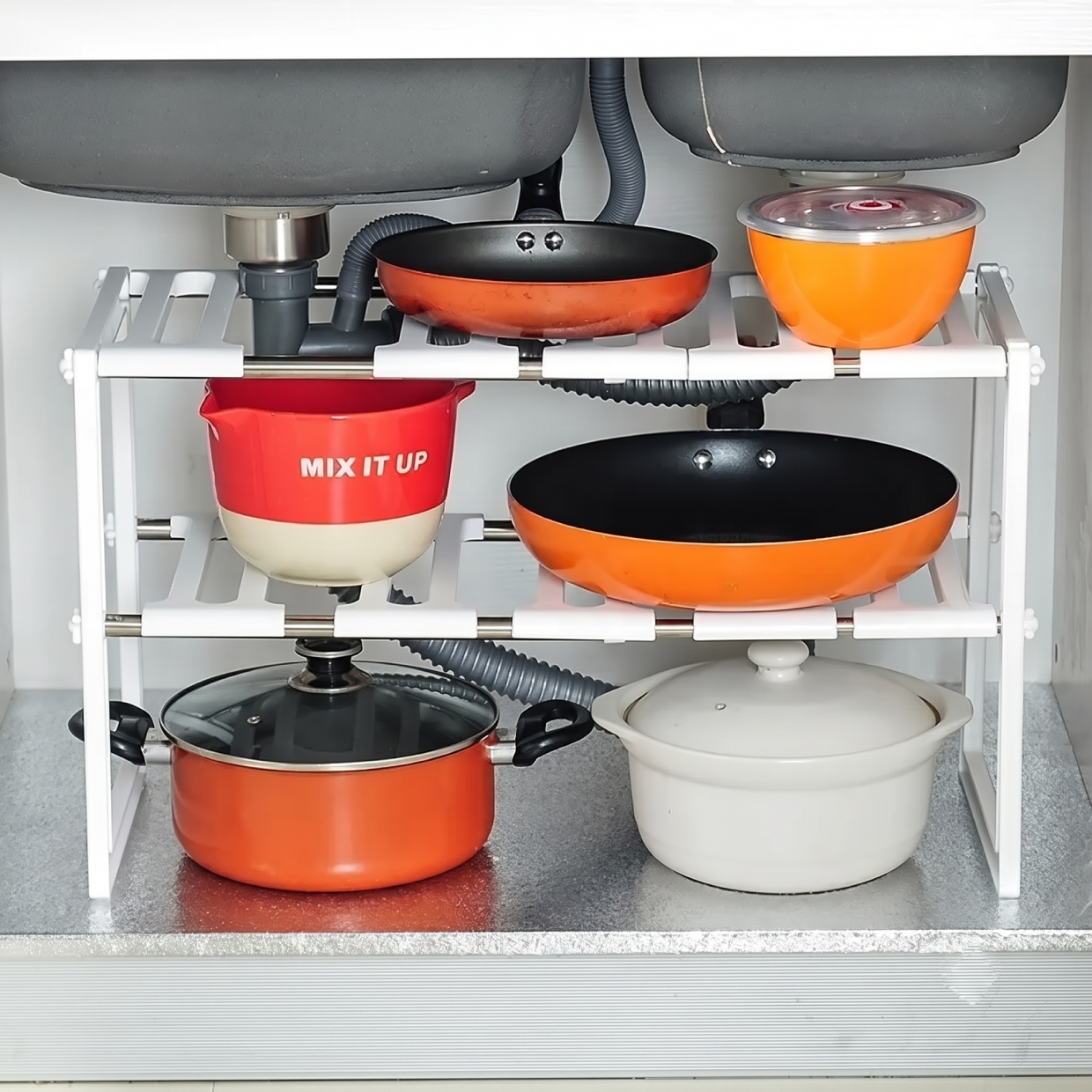 Organizador Doble de Acero Inoxidable