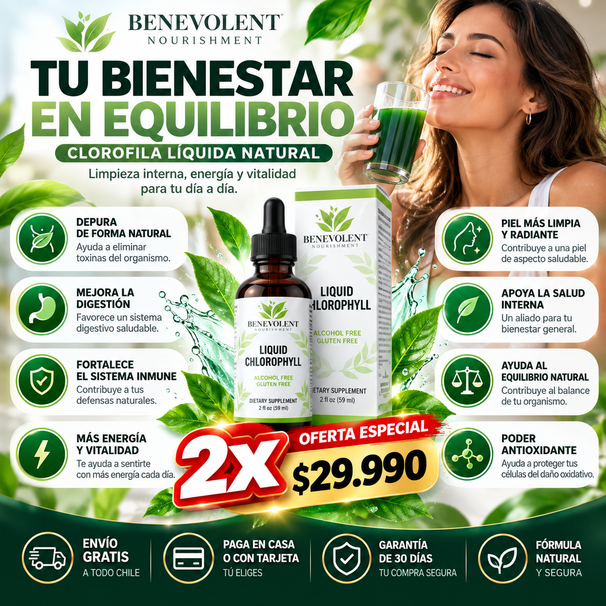 Clorofila Líquida 60 ml 🌿 | Frescura, Bienestar y Cuidado Natural Desde Adentro