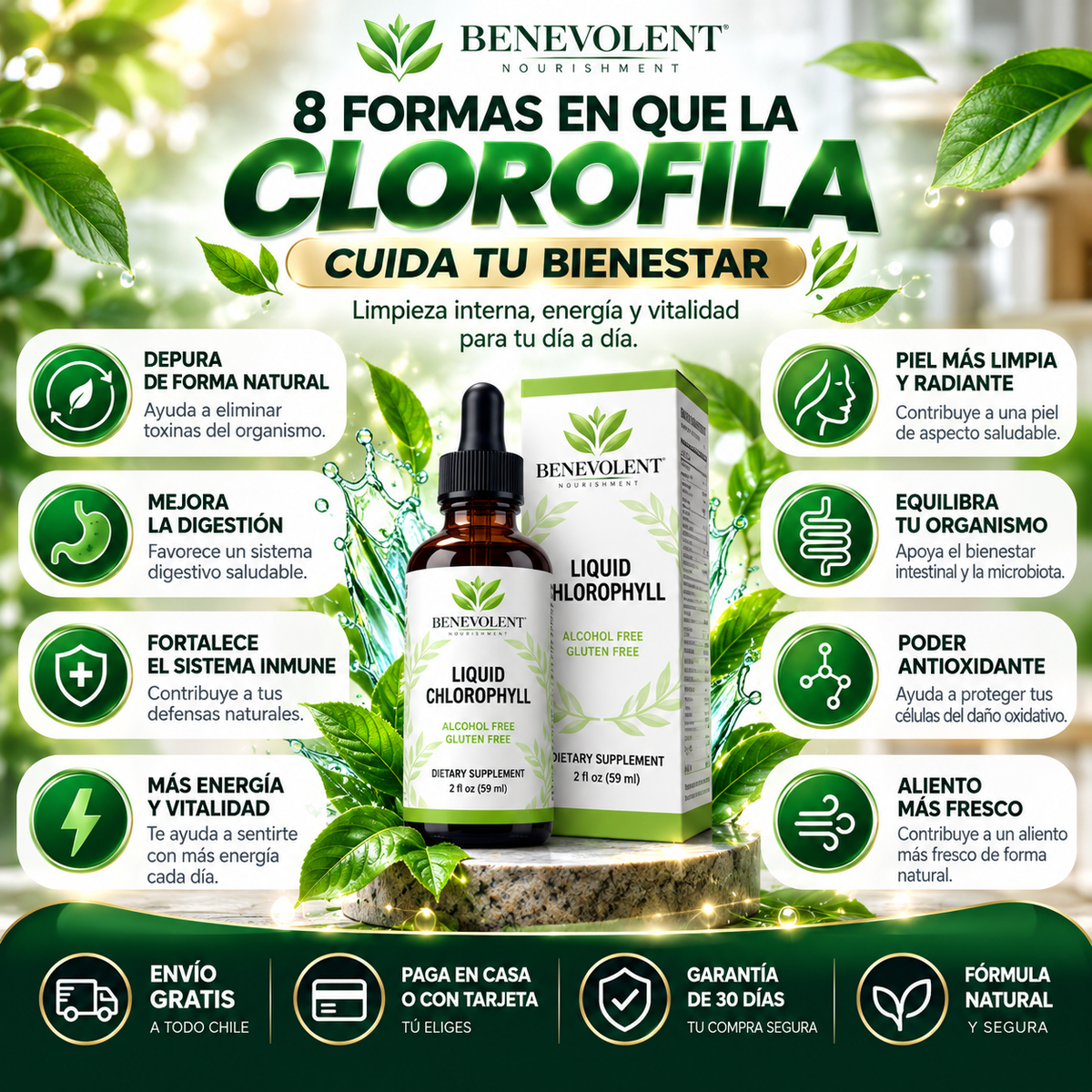 Clorofila Líquida 60 ml 🌿 | Frescura, Bienestar y Cuidado Natural Desde Adentro